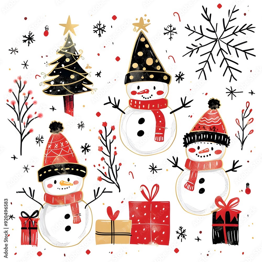 New Year and Christmas card, graphic advertising backgrounds in a doodle 2D illustrator style. New Year and Christmas card, graphic advertising backgrounds in a doodle 2D illustrator style.
