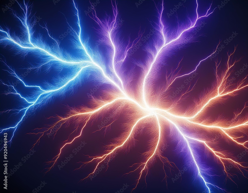Obraz premium lightning strike colored 3d rendering element