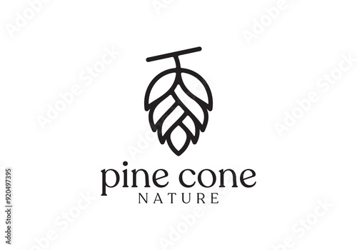 pine cone logo design. simple line classic black color vector