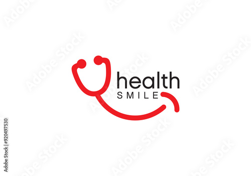stethoscope smile happy health medical logo design inspiration