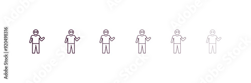 crappy human outline icon. Linear vector from feelings concept. 6 different line style crappy human icon included thin, light, regular, medium, bold, black photo