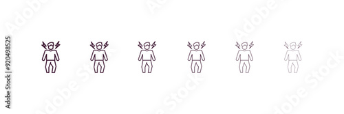 ecstatic human outline icon. Linear vector from feelings concept. 6 different line style ecstatic human icon included thin, light, regular, medium, bold, black
