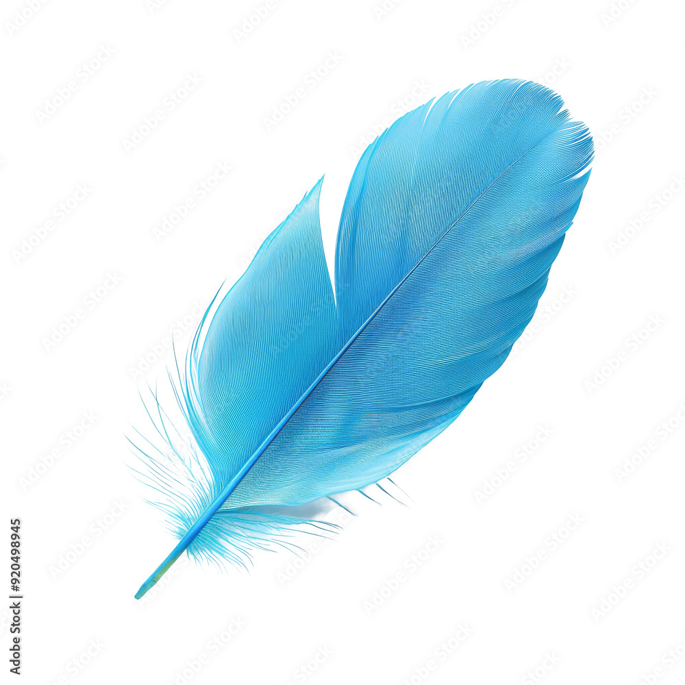 Blue feather floating, isolated on transparent Blue feather floating, isolated on transparent