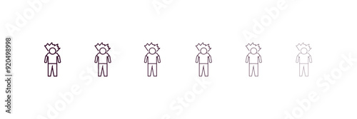 irritated human outline icon. Linear vector from feelings concept. 6 different line style irritated human icon included thin, light, regular, medium, bold, black
