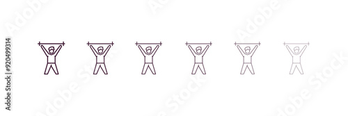 pumped human outline icon. Linear vector from feelings concept. 6 different line style pumped human icon included thin, light, regular, medium, bold, black