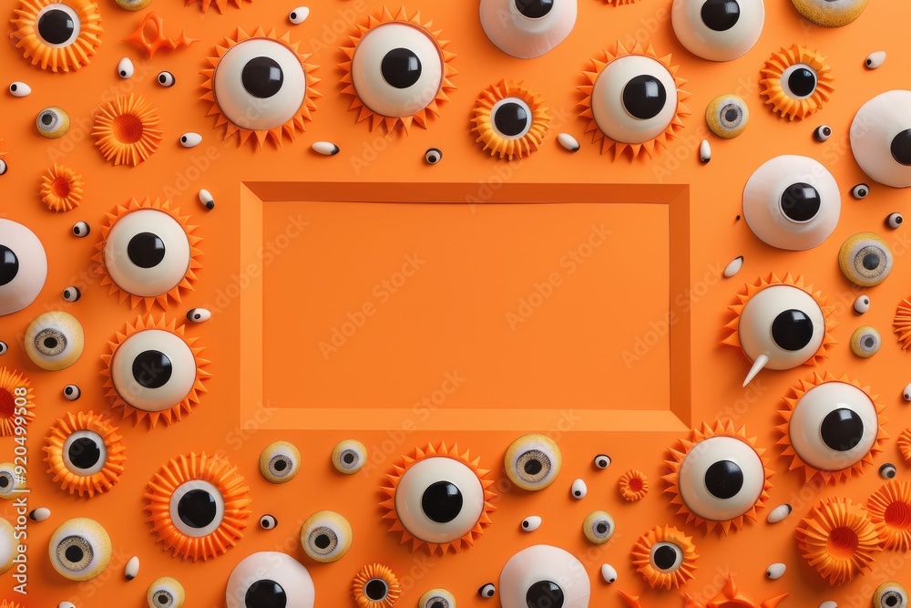 black eyes on orange background with empty space for text black eyes on orange background with empty space for text