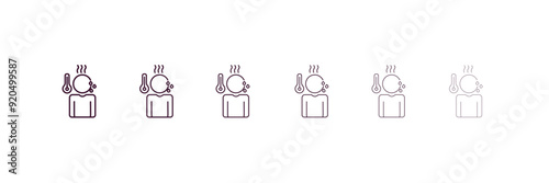 sick human outline icon. Linear vector from feelings concept. 6 different line style sick human icon included thin, light, regular, medium, bold, black