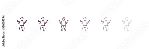 silly human outline icon. Linear vector from feelings concept. 6 different line style silly human icon included thin, light, regular, medium, bold, black