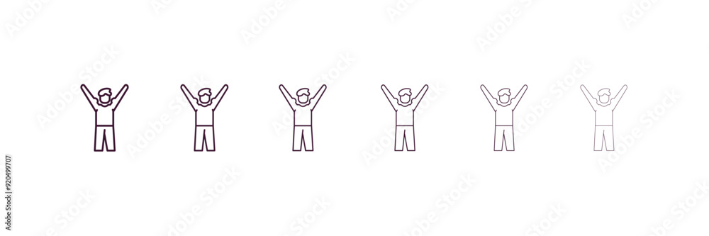strong human outline icon. Linear vector from feelings concept. 6 different line style strong human icon included thin, light, regular, medium, bold, black strong human outline icon. Linear vector from feelings concept. 6 different line style strong human icon included thin, light, regular, medium, bold, black