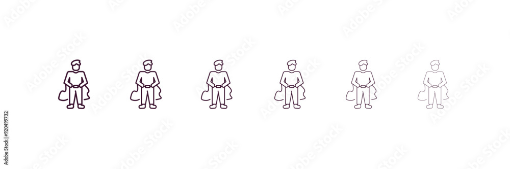 super human outline icon. Linear vector from feelings concept. 6 different line style super human icon included thin, light, regular, medium, bold, black super human outline icon. Linear vector from feelings concept. 6 different line style super human icon included thin, light, regular, medium, bold, black