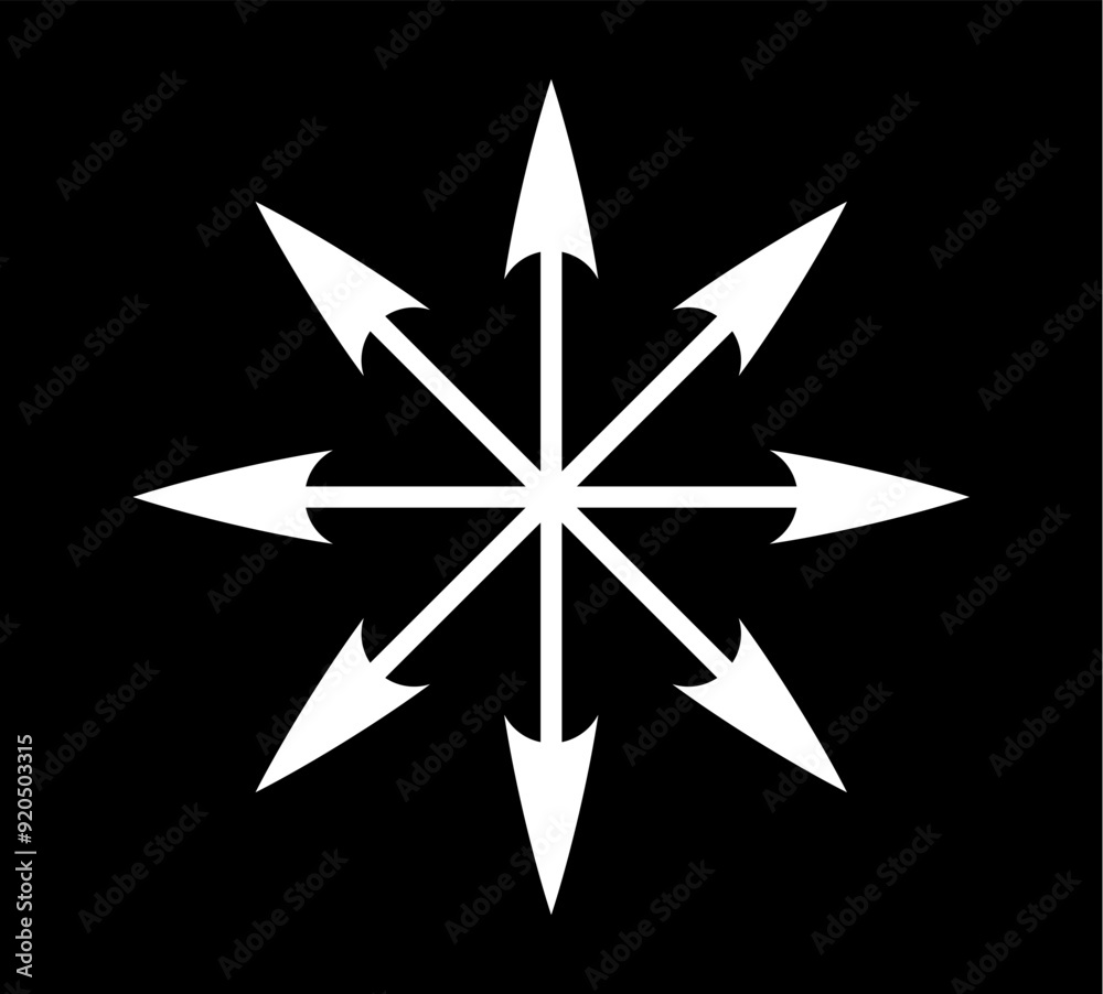 Obraz premium Chaos star symbol. Arrows, eight-pointed radial symmetry.