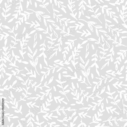 Seamless pattern with tree branches and leaves for surface design and other design projects. modern trend drawing in line art style