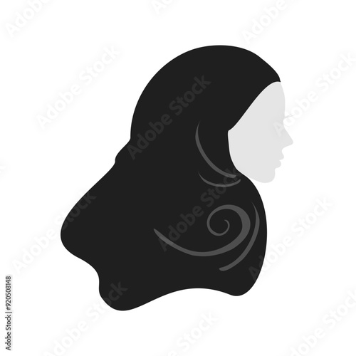  silhouette of a woman wearing a hijab