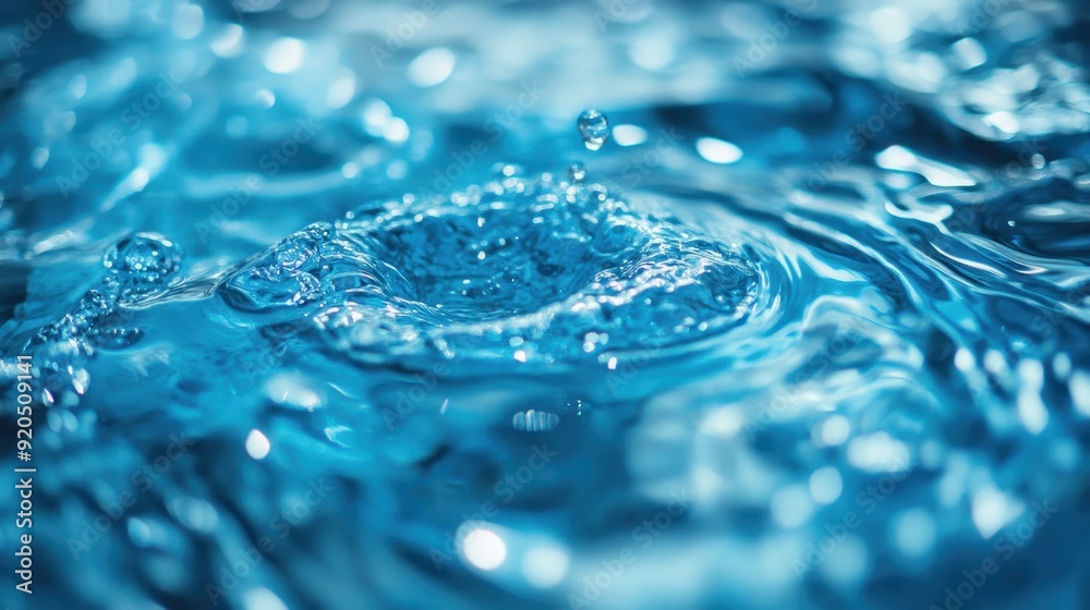 Water drops falling on blue water surface,pool transparent clear calm water surface texture with splashes and bubbles,Trendy abstract summer nature background.Coral colored waves,copy space. Water drops falling on blue water surface,pool transparent clear calm water surface texture with splashes and bubbles,Trendy abstract summer nature background.Coral colored waves,copy space.
