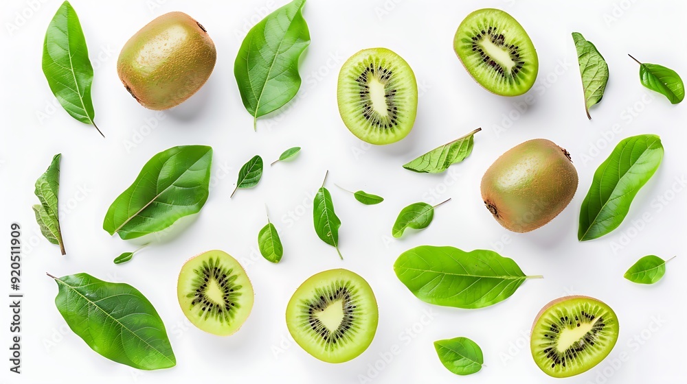 Kiwi Fruit and Leaves Pattern Kiwi Fruit and Leaves Pattern