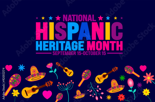 National Hispanic Heritage Month festival flower pattern background or banner template. Template for background, banner, card, poster, placard, design template with unique shapes with standard color.