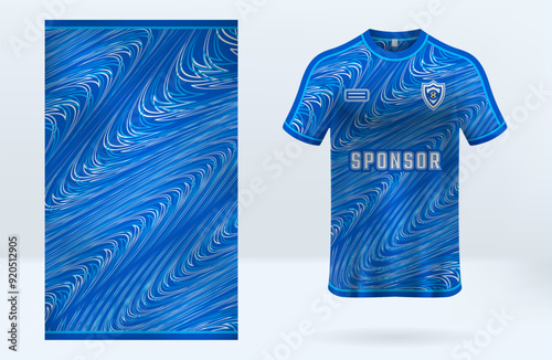 Blue curved lines abstract pattern jersey design