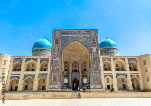 Mir-i-Arab Madrasah (Miri Arab Madrasah), part of Poi Kalan Islamic religious complex located in Bukhara, Uzbekistan. photo