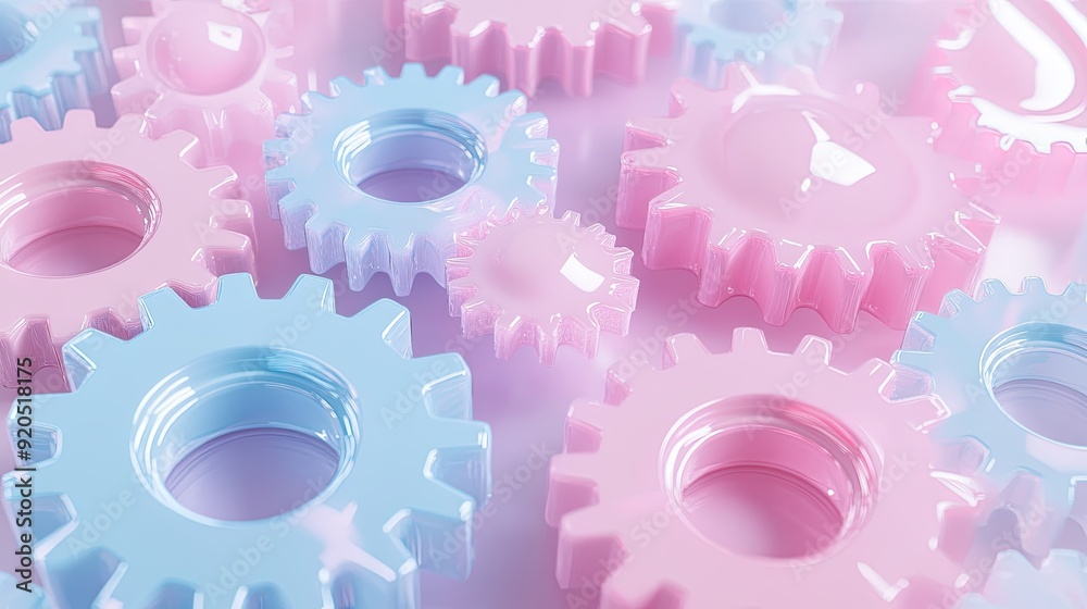 A collection of glassmorphism gears in varying sizes, rendered with soft, pastel colors, ideal for UI/UX design in mobile applications. A collection of glassmorphism gears in varying sizes, rendered with soft, pastel colors, ideal for UI/UX design in mobile applications.