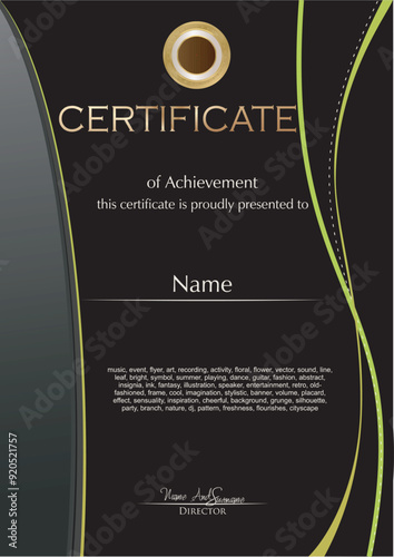 green and gold geometric effect achievement certificate template Vector blank design. soft design. eps 10, Modern certificate of achivement template. Awards diploma background