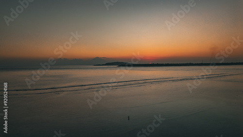 Gili Air, island, Indonesia. drone footage 4k,
View from above, sunset on the island,  photo