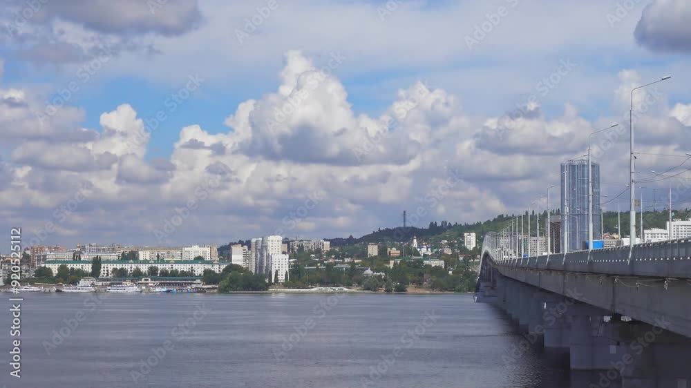 beautiful landscape of river Volga with bridge and view on Saratov, Russia beautiful landscape of river Volga with bridge and view on Saratov, Russia