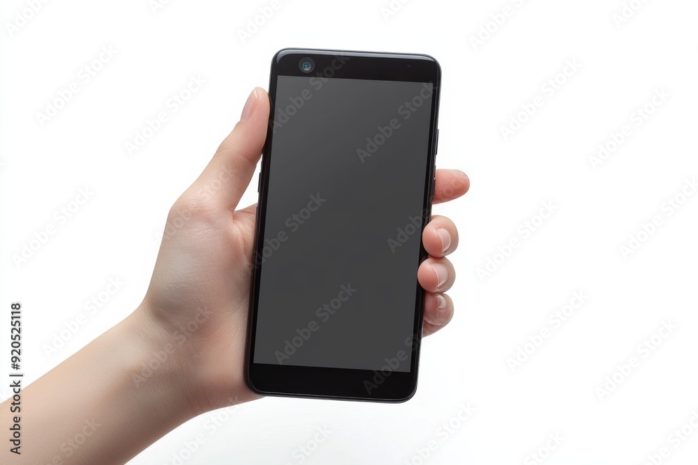 Blank Smartphone Mockup on Hand created with Generative AI Blank Smartphone Mockup on Hand created with Generative AI