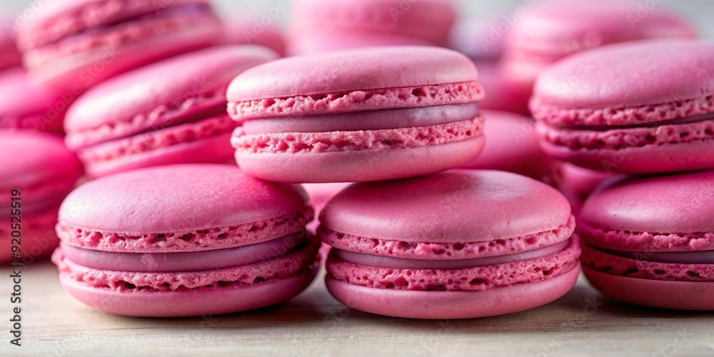 Close-up view of delicious pink berry macaroon cookies, pink, berry, macaroon, cookies, sweet, dessert, food, close-up Close-up view of delicious pink berry macaroon cookies, pink, berry, macaroon, cookies, sweet, dessert, food, close-up
