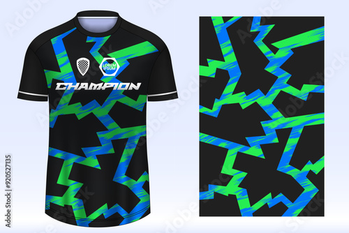 Soccer jersey design sport t-shirt. Mockup jersey for team football club. Uniform jersey front view.