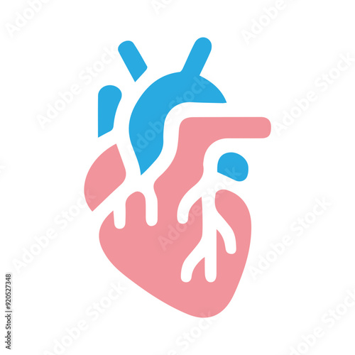 Human heart anatomicall flat style