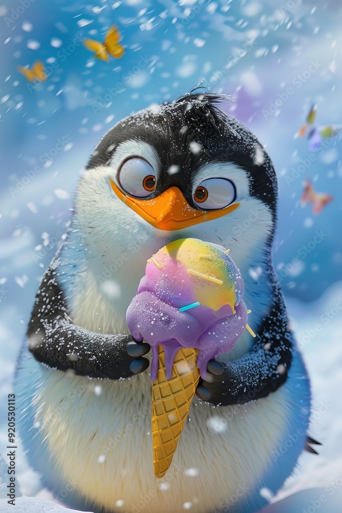 penguin eating ice cream penguin eating ice cream