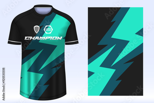 Soccer jersey design sport t-shirt. Mockup jersey for team football club. Uniform jersey front view.