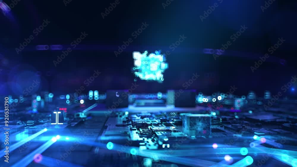 ai in 2050- businessman working with virtual reality at office.