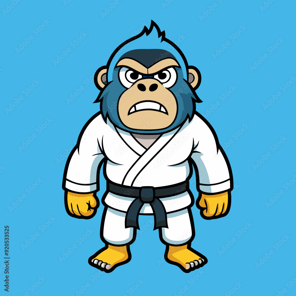 gorilla monkey cartoon karate character mascot in kimono gorilla monkey cartoon karate character mascot in kimono