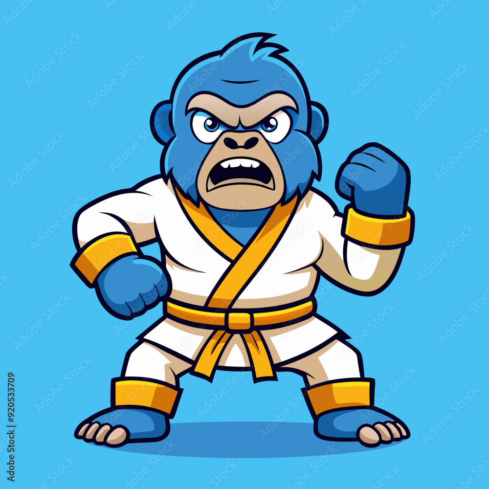 gorilla monkey cartoon karate character mascot in kimono gorilla monkey cartoon karate character mascot in kimono