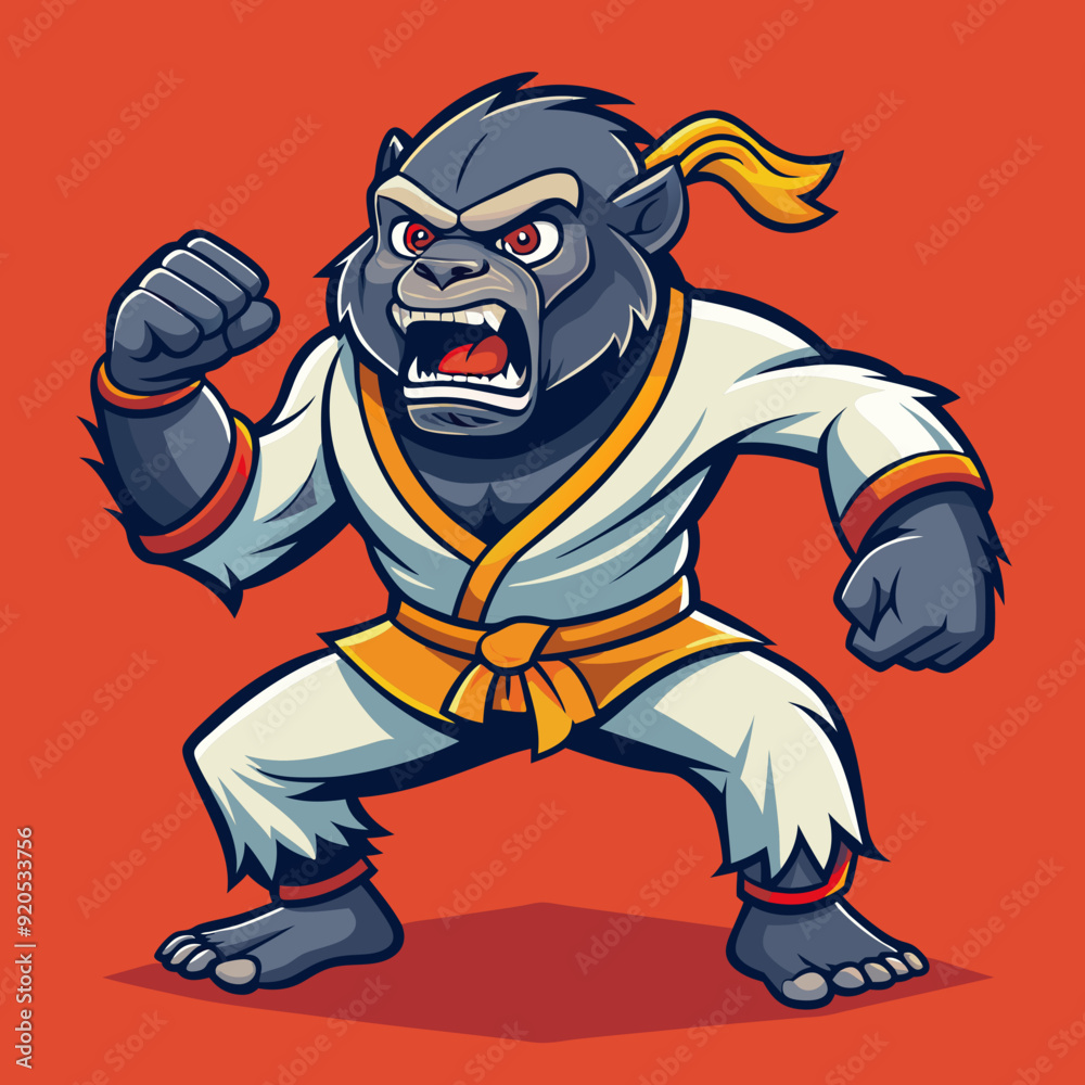gorilla monkey cartoon karate character mascot in kimono gorilla monkey cartoon karate character mascot in kimono