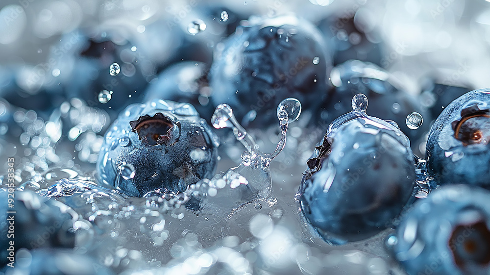 custom made wallpaper toronto digitalRipe blueberry in a splash of water close-up, dynamic image