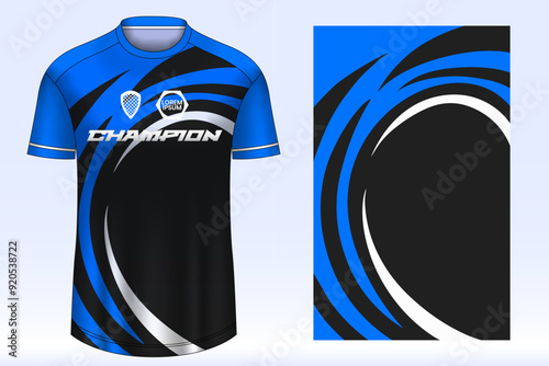 Soccer jersey design sport t-shirt. Mockup jersey for team football club. Uniform jersey front view.