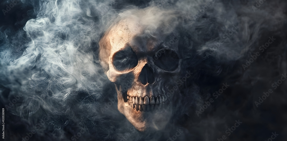 Skull Made of Smoke on Dark Background Realism Photograph Skull Made of Smoke on Dark Background Realism Photograph