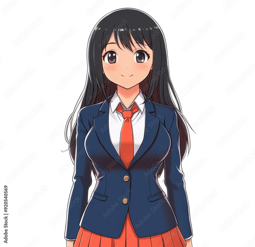 A colorful sticker of a cheerful high school girl, perfect for adding charm to your notebooks or planners. A colorful sticker of a cheerful high school girl, perfect for adding charm to your notebooks or planners.