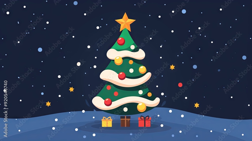 Festive Christmas tree icon