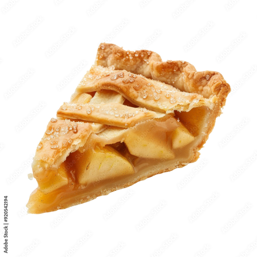 A slice of apple pie, a classic dessert, with a golden crust and sweet apples filling. A slice of apple pie, a classic dessert, with a golden crust and sweet apples filling.