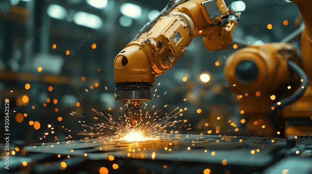 Industrial Robot Welding with Sparks