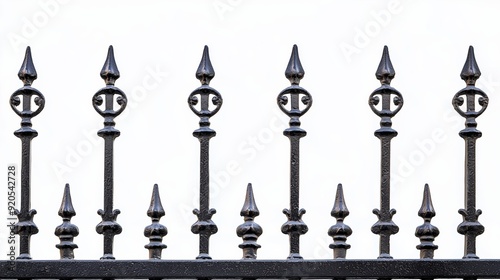 Iron Fence Isolated on White Background