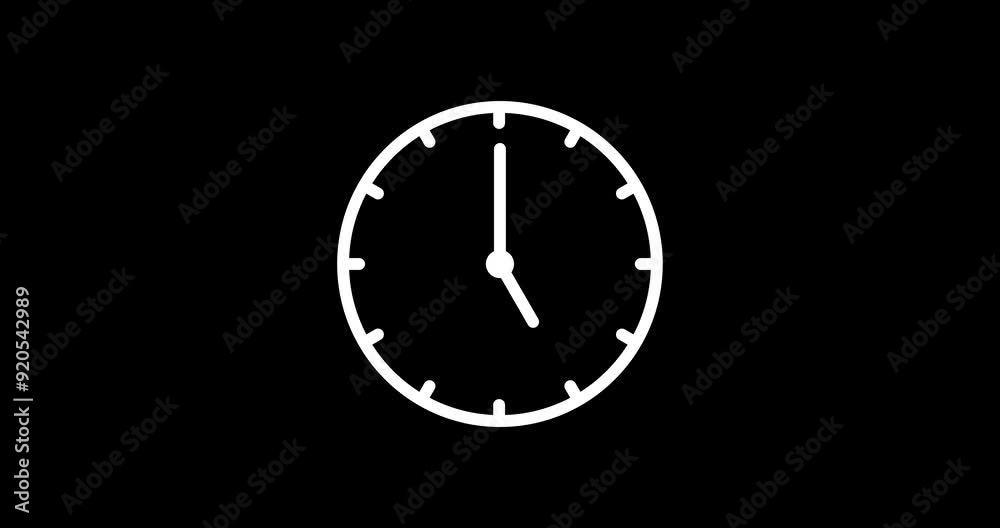 White clock on black background animation day time. Footage. Transparent background. Alpha channel. White clock on black background animation day time. Footage. Transparent background. Alpha channel.