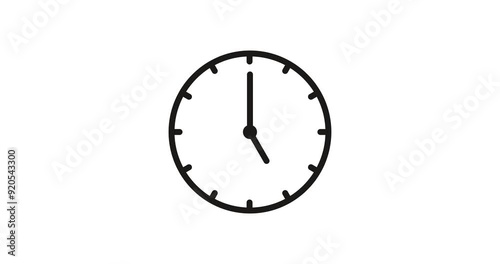 Black clock on white background animation day time. Footage. Transparent background. Alpha channel.