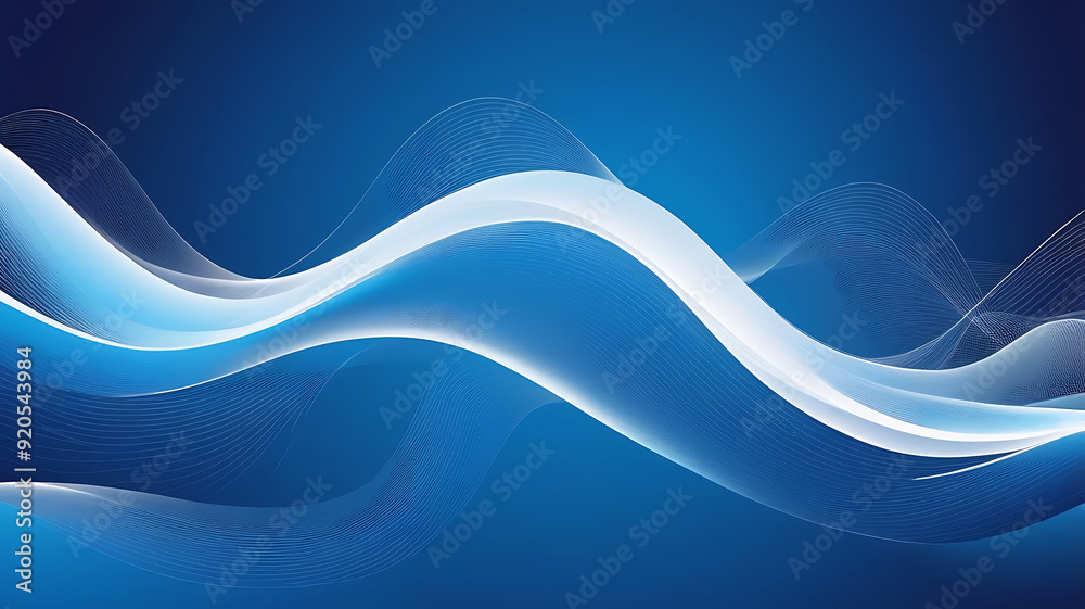 Abstract blue background with flowing wave white lines. Vector illustration Abstract blue background with flowing wave white lines. Vector illustration