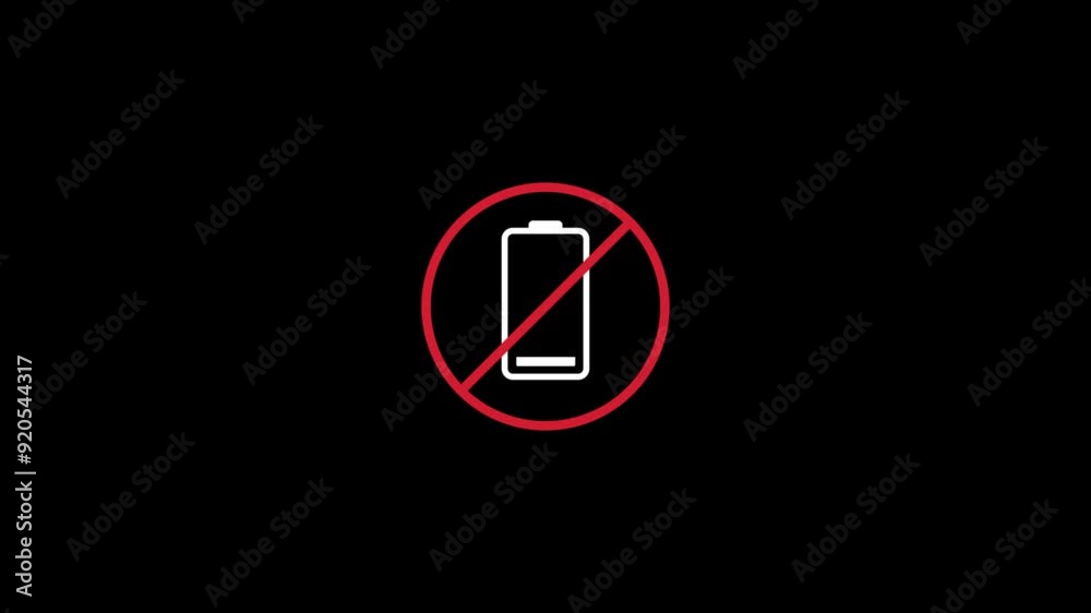 Digital animation of low battery charge status indicator with Alpha Channel. No energy, Critical level, Technology Digital animation of low battery charge status indicator with Alpha Channel. No energy, Critical level, Technology