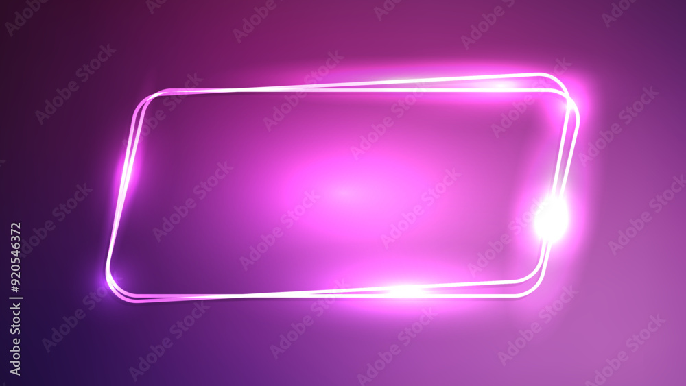 Neon double frame with shining effects Neon double frame with shining effects