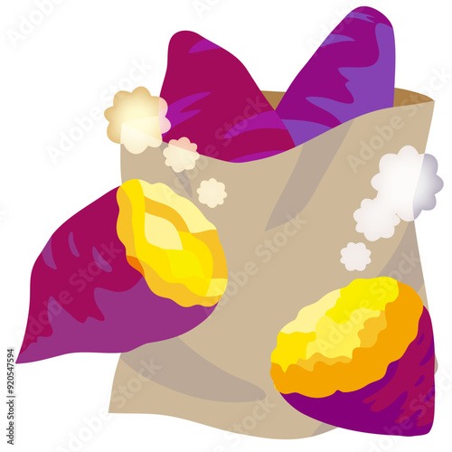 秋に食べられる美味しい焼き芋のイラスト